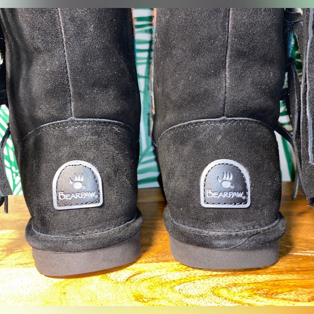 BearPaw Aztec Southwestern Black Suede Fringe Boots Women’s 10 - Picture 6 of 12